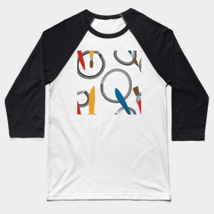 Primary Paint Brushes with Circles Baseball T-Shirt